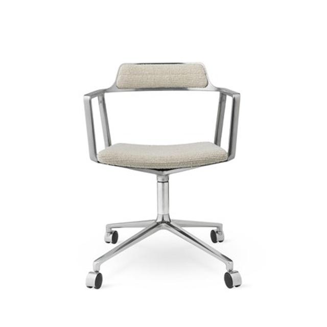Vipp 452 Swivel Drejestol Med Hjul Aluminium Wavy Off White Lysegrå