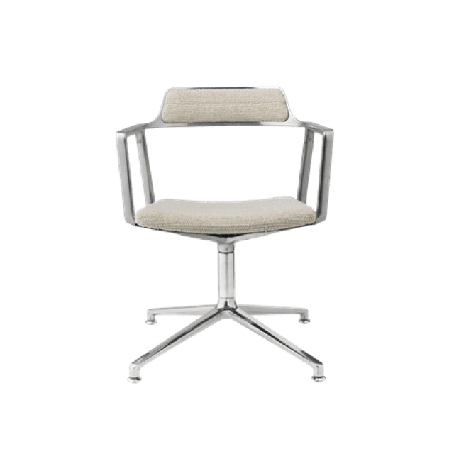 Vipp 452 Swivel Drejestol Med Gulvglidere Aluminium Wavy Off White Lysegrå
