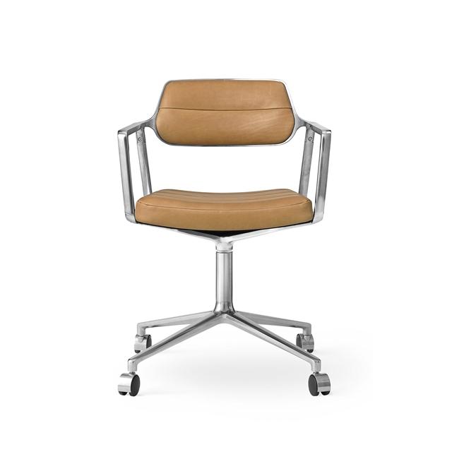 Vipp 453 Swivel Drejestol Med Hjul Aluminium/sand Læder