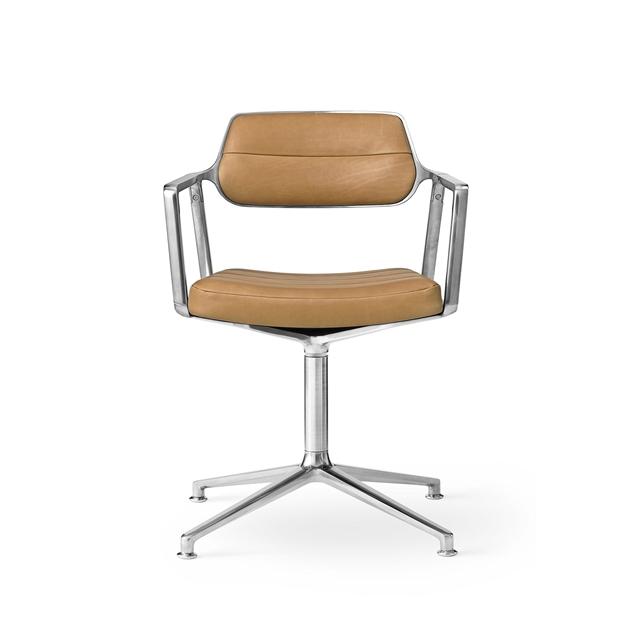 Vipp 453 Swivel Drejestol Med Gulvglidere Aluminium/sand Læder
