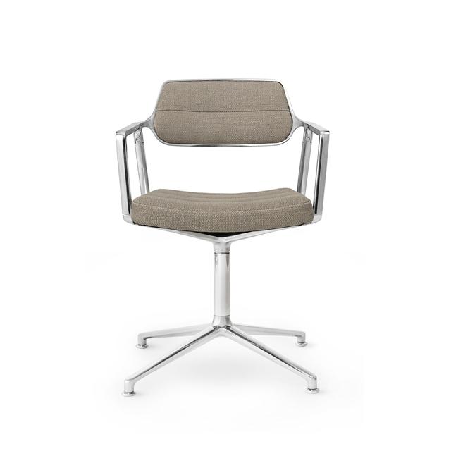 Vipp 453 Swivel Drejestol Med Gulvglidere Aluminium/mørk Sand Tekstil