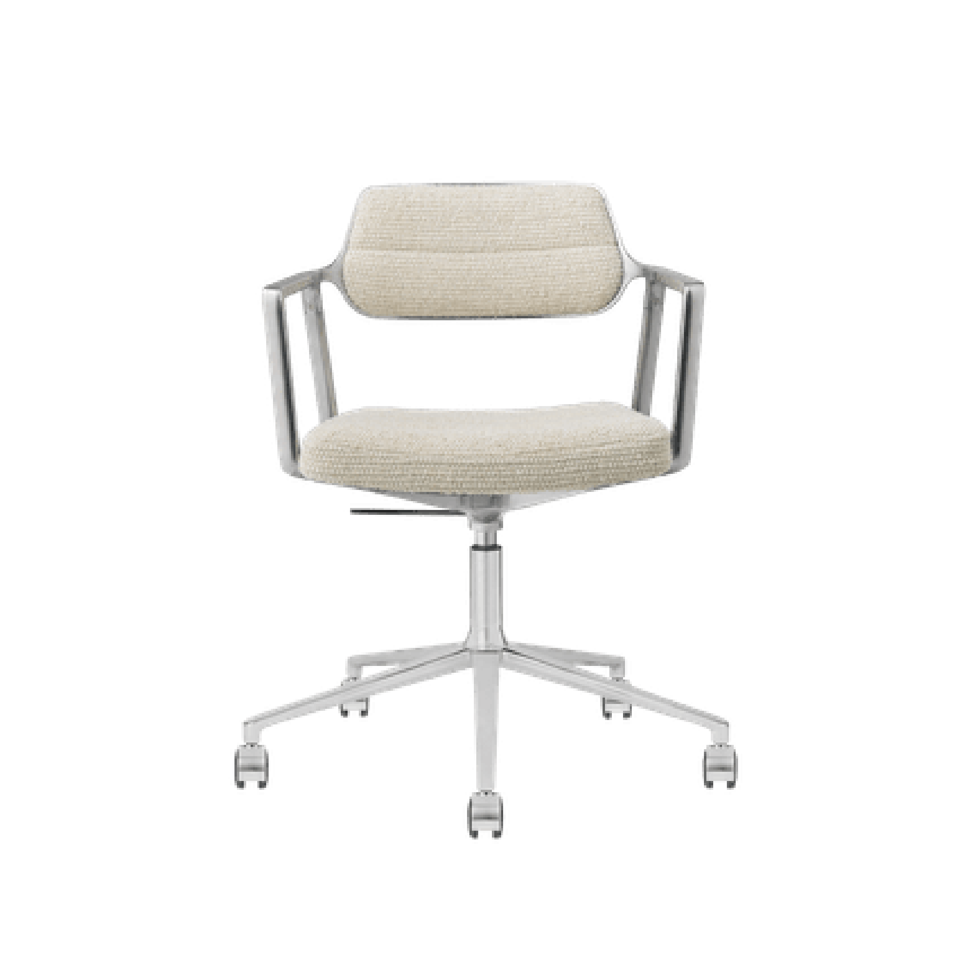 Vipp 453 Swivel+ Swivel Chair With Wheels Aluminum/Wavy Off White/ Light Gray