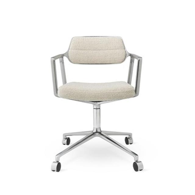 Vipp 453 Swivel+ Drejestol Med Hjul Aluminium Wavy Off White Lysegrå