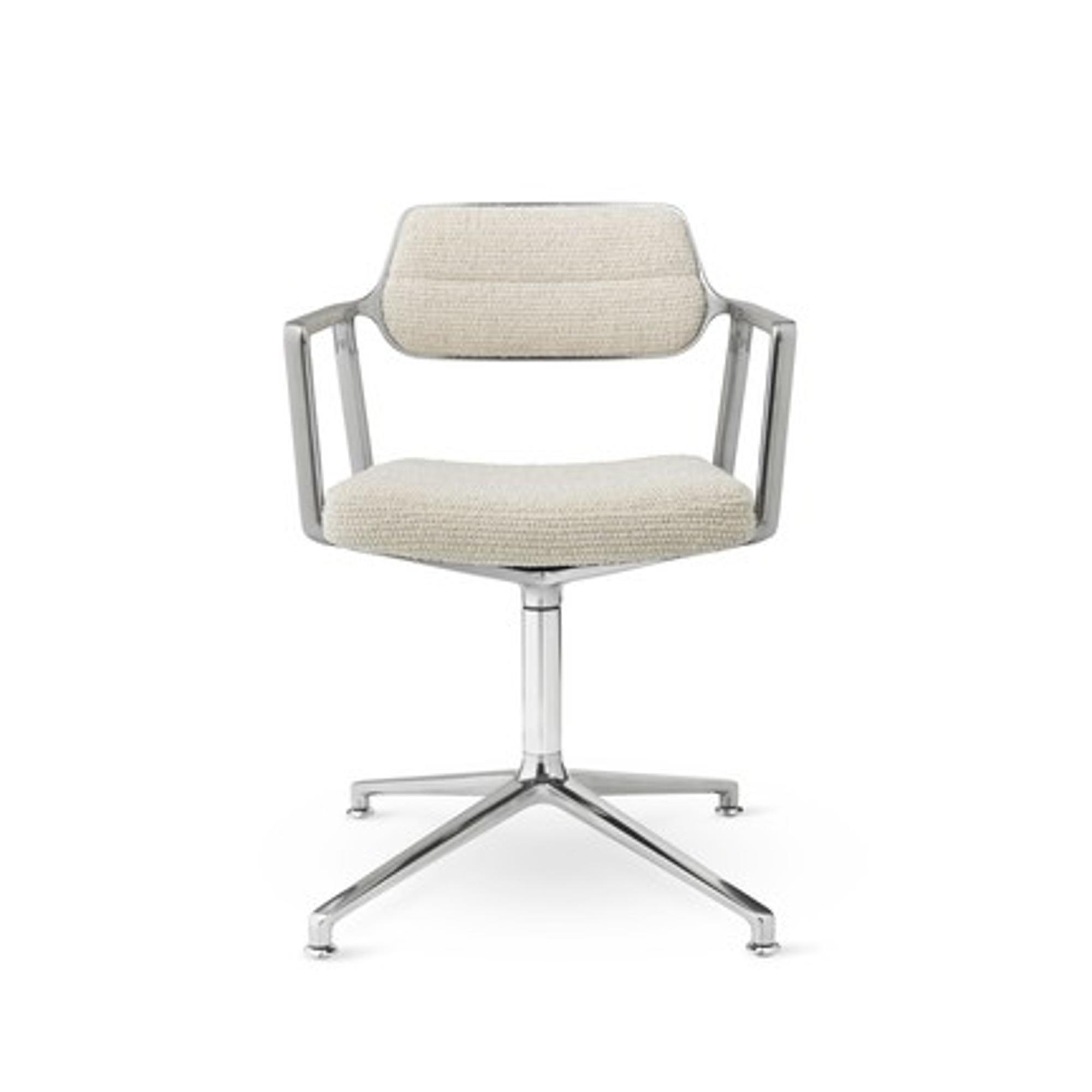 Vipp 453 Swivel Drejestol Med Gulvglidere Aluminium/Wavy Off White/Lysegrå