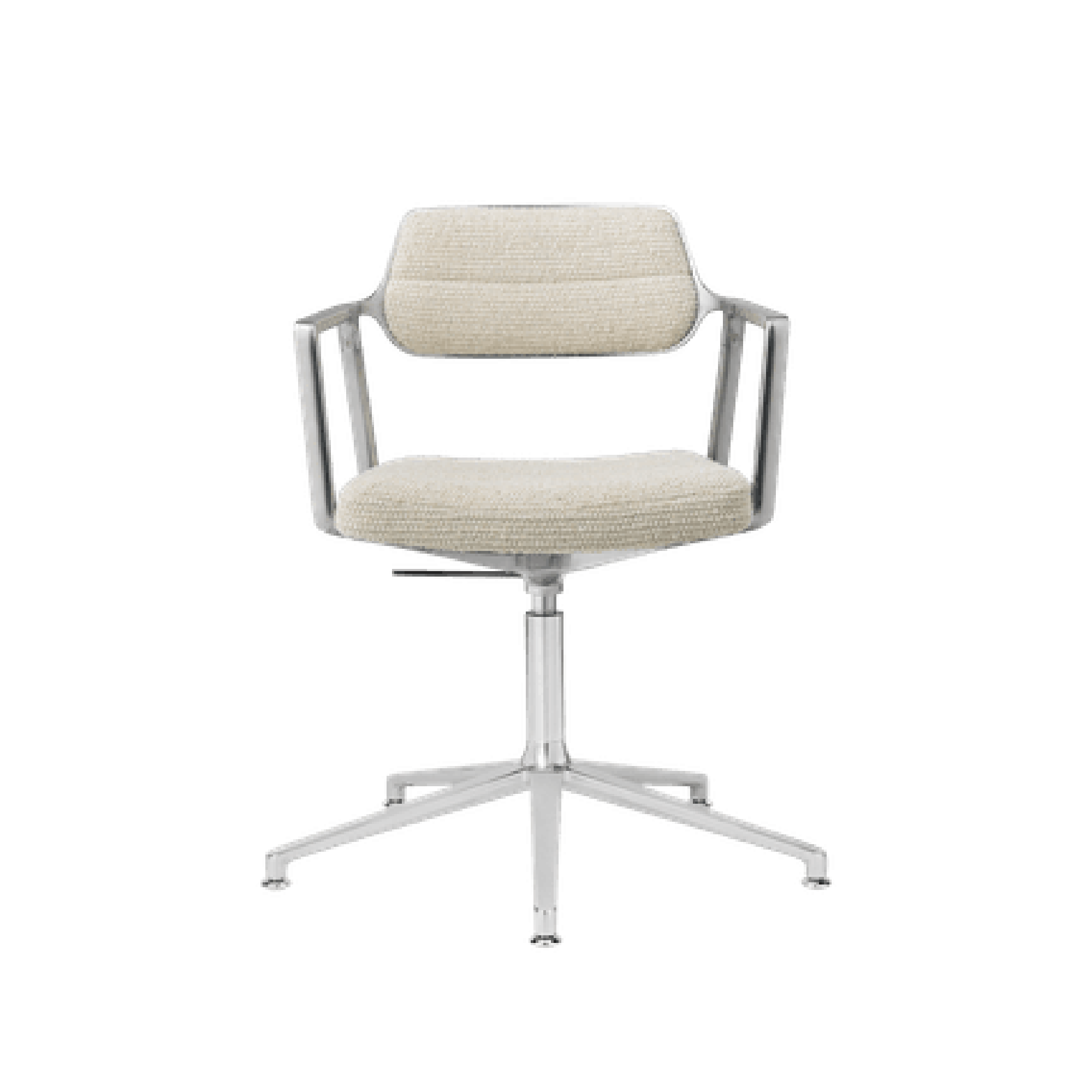 Vipp 453 Swivel+ Drejestol Med Gulvglidere Aluminium/Wavy Off White/Lysegrå