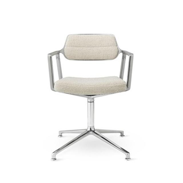 Vipp 453 Swivel+ Drejestol Med Gulvglidere Aluminium Wavy Off White Lysegrå