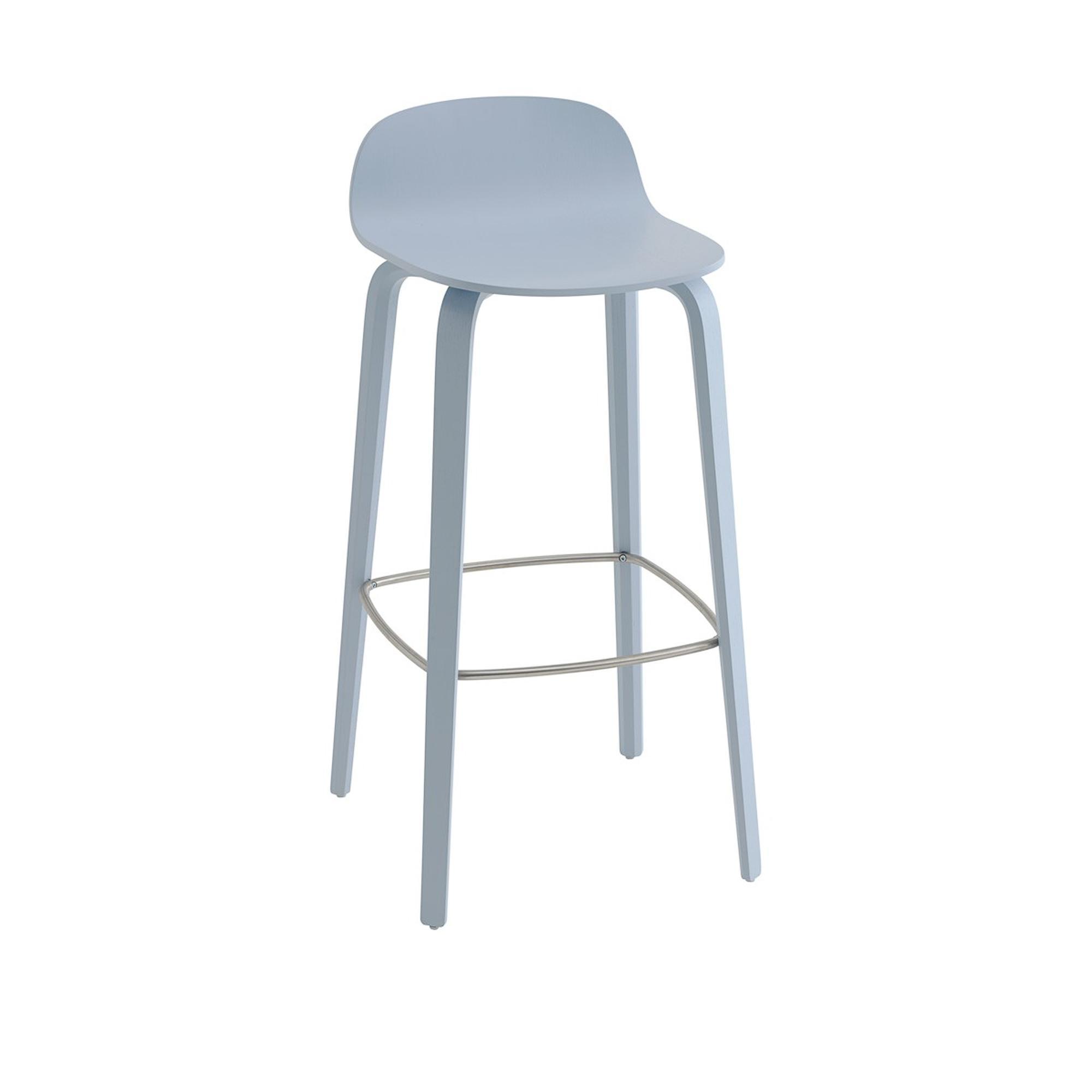 Muuto Visu Bar Stool With Wooden Base H75 Light Blue