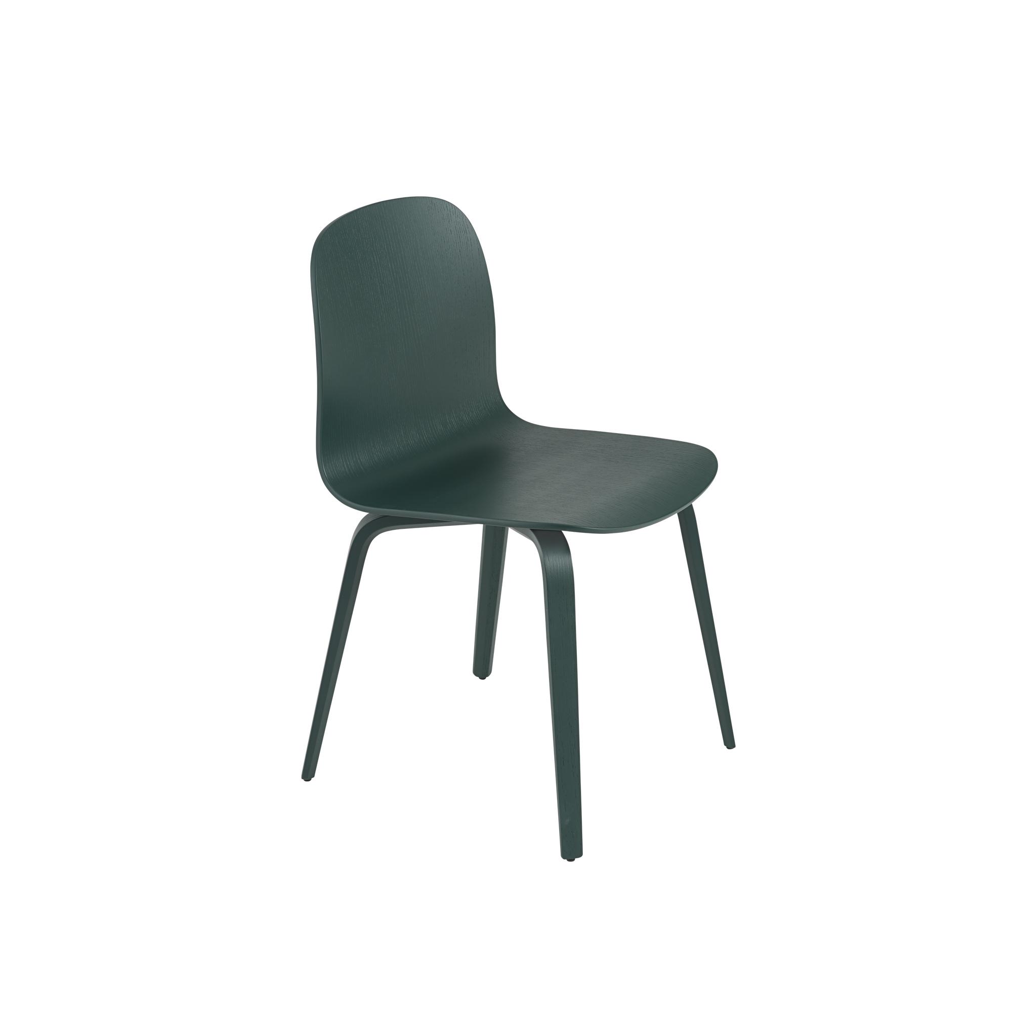 Muuto Visu Dining Chair w. Wood Base Dark Green