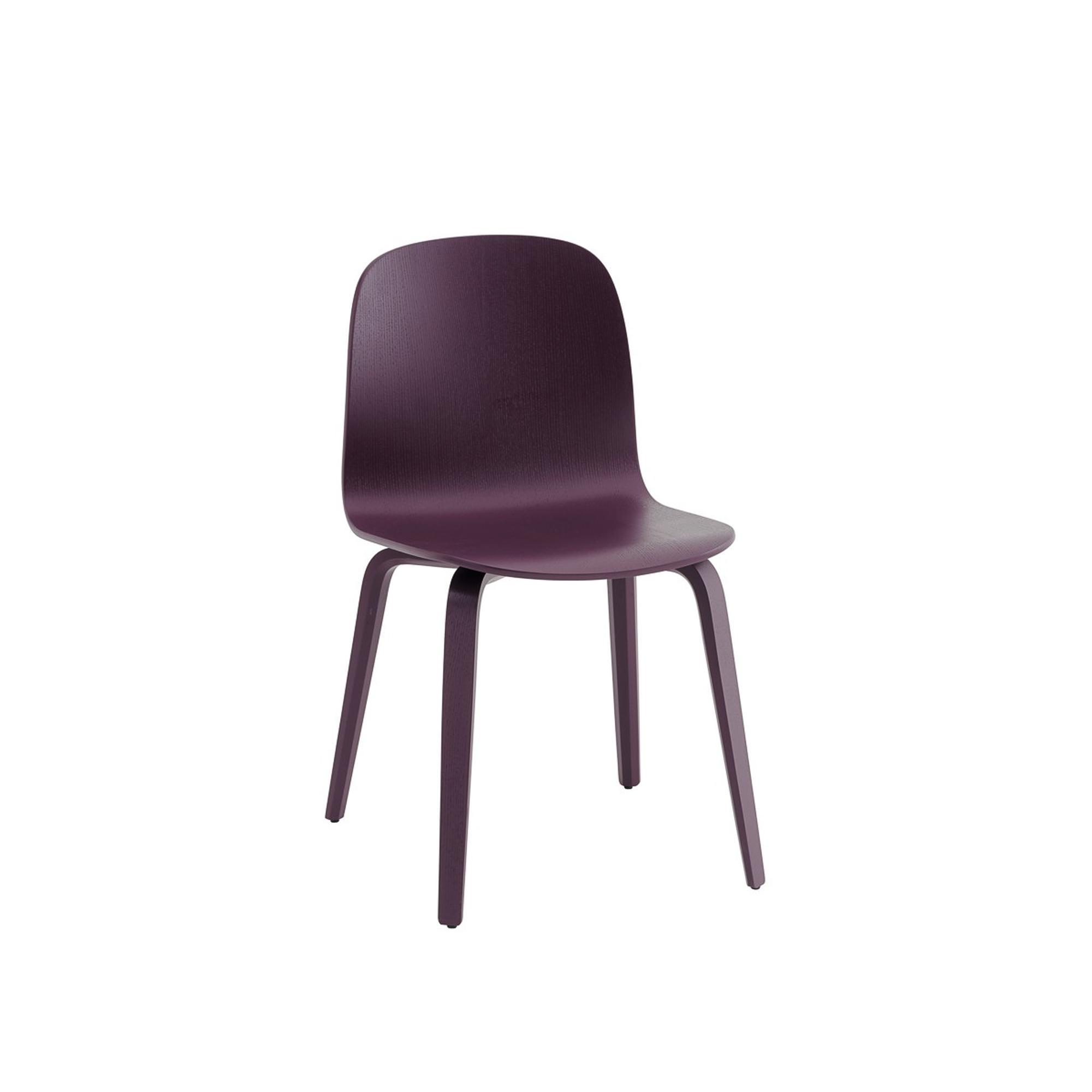 Muuto Visu Dining Chair With Wooden Base Dark Plum