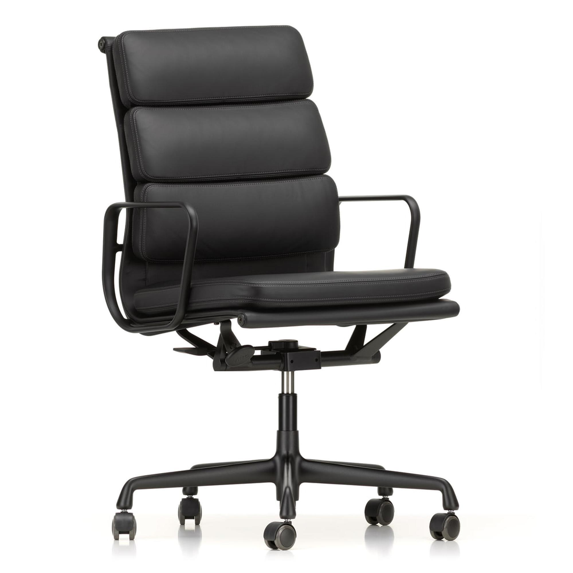 Vitra Soft Pad EA 219 Bureaustoel met Draaifunctie en Hoge Rugleuning Nero