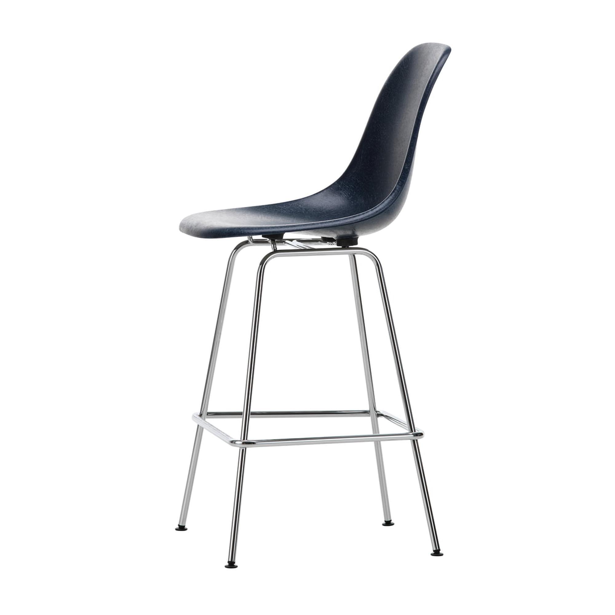 Vitra Eames Fiberglass Bar Stool Medium Navy Blue/ Chrome