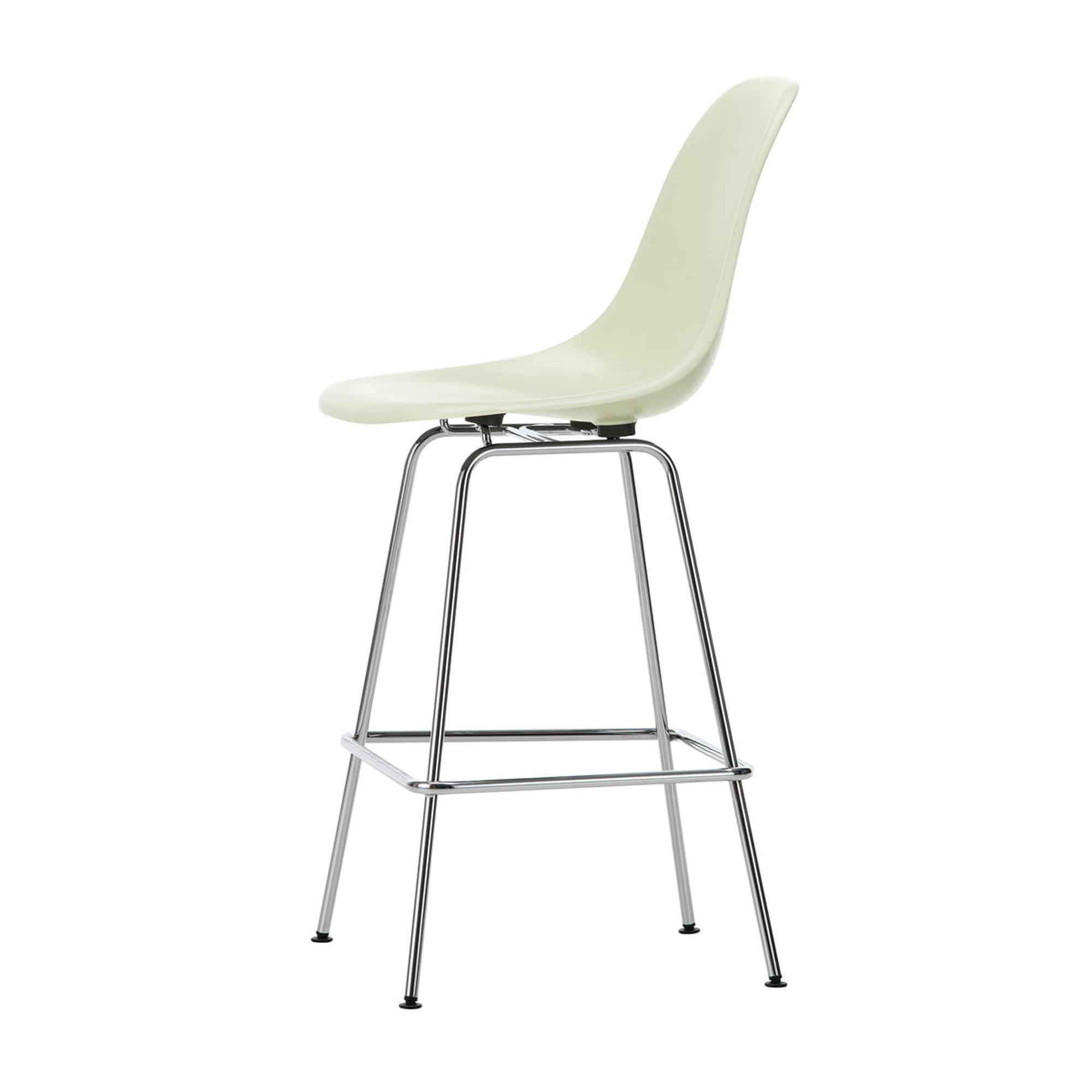 Vitra Eames Fiberglass Bar Stool Medium Parchment/ Chrome