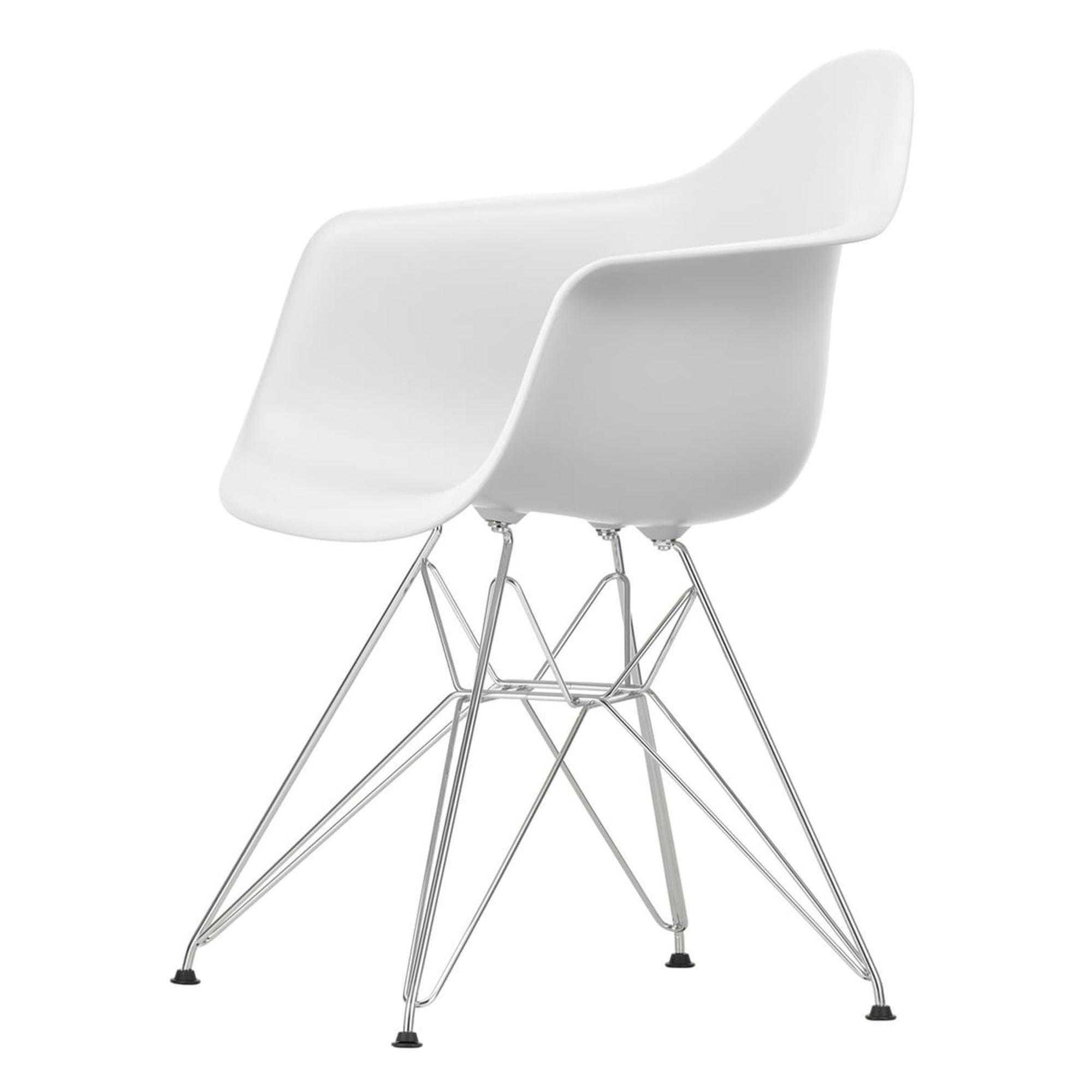 Vitra Eames muovinen DAR-ruokailutuoli RE puuvilla valkoinen/kromi