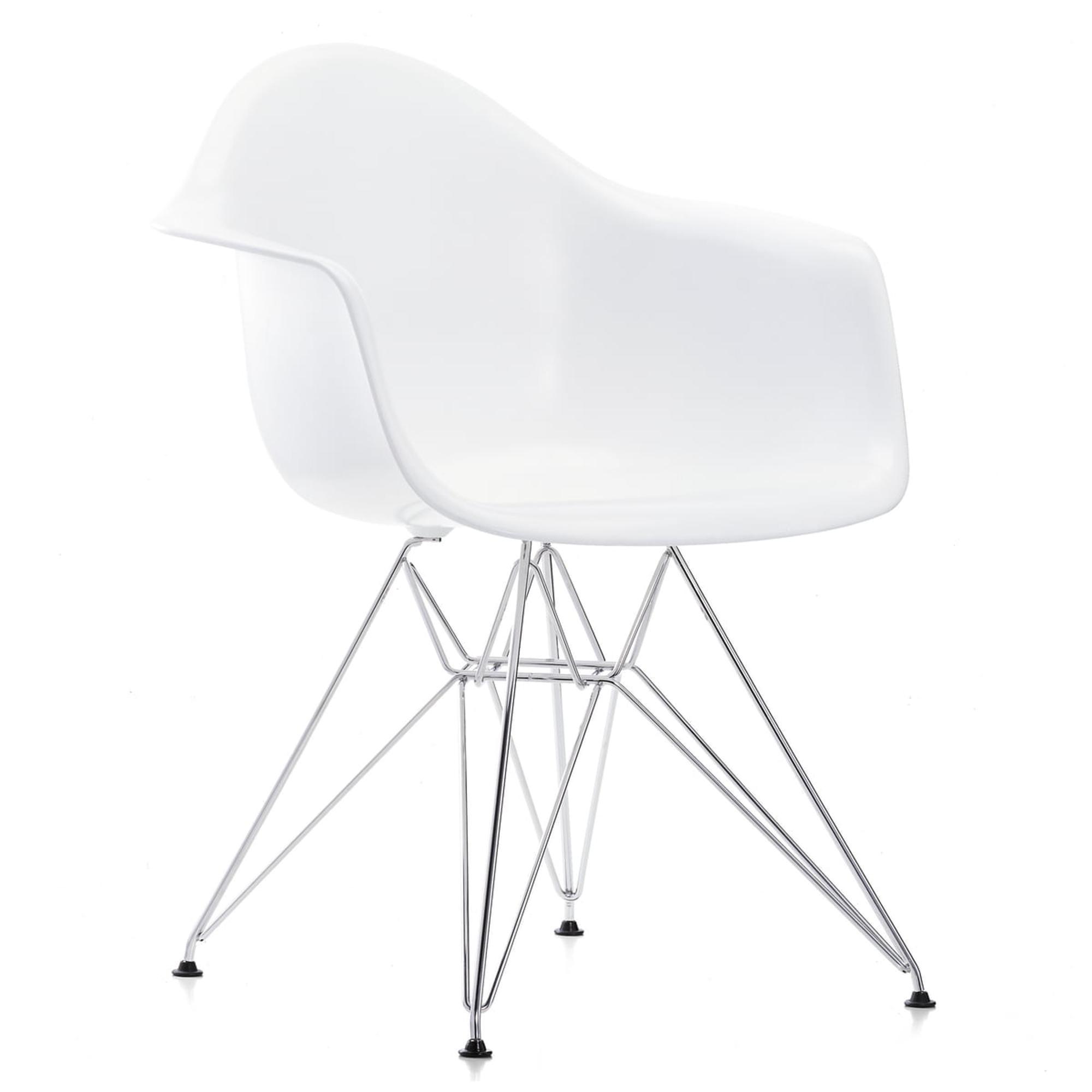 Vitra Eames Plastic DAR Dining Chair White/ Chrome