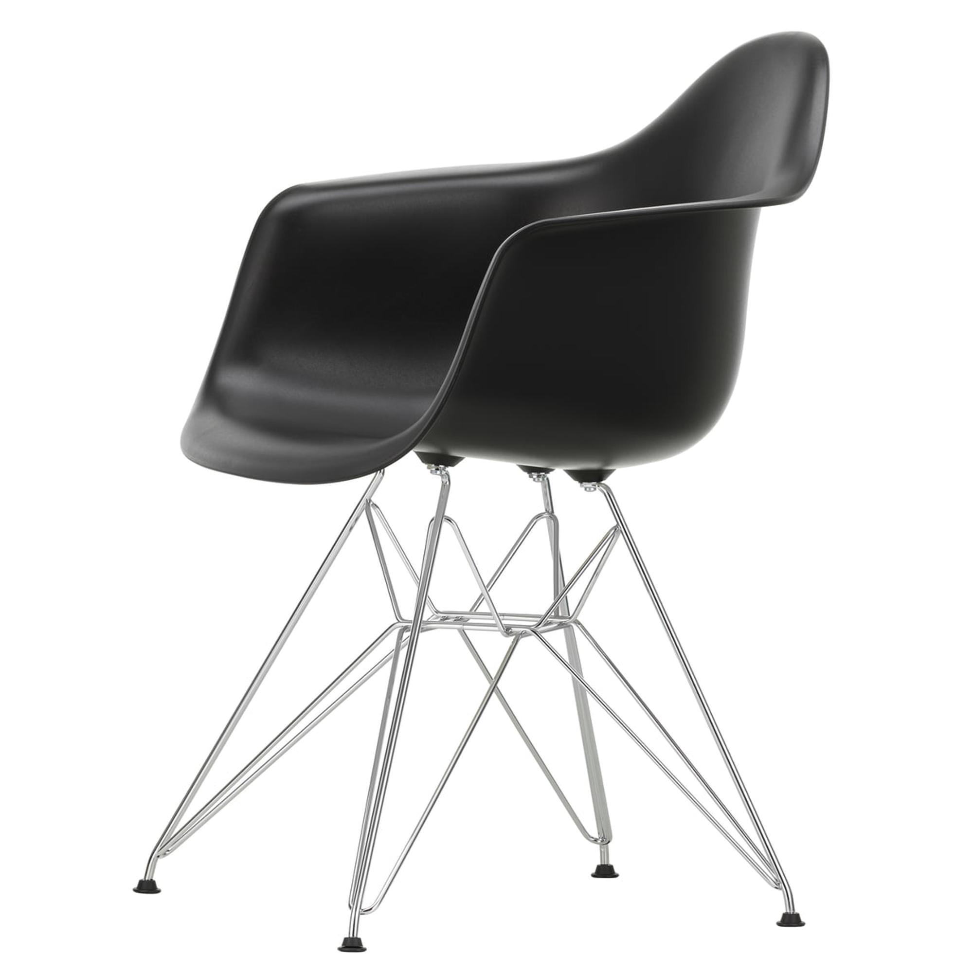 Vitra Eames Plastic DAR Dining Chair RE Deep Black/ Chrome