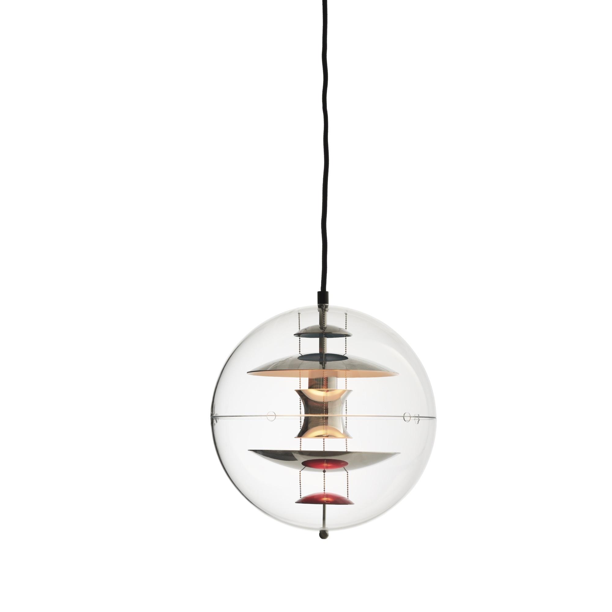 Verpan Globe Lampadario Ø28 Cromo/ Rosso/ Blu